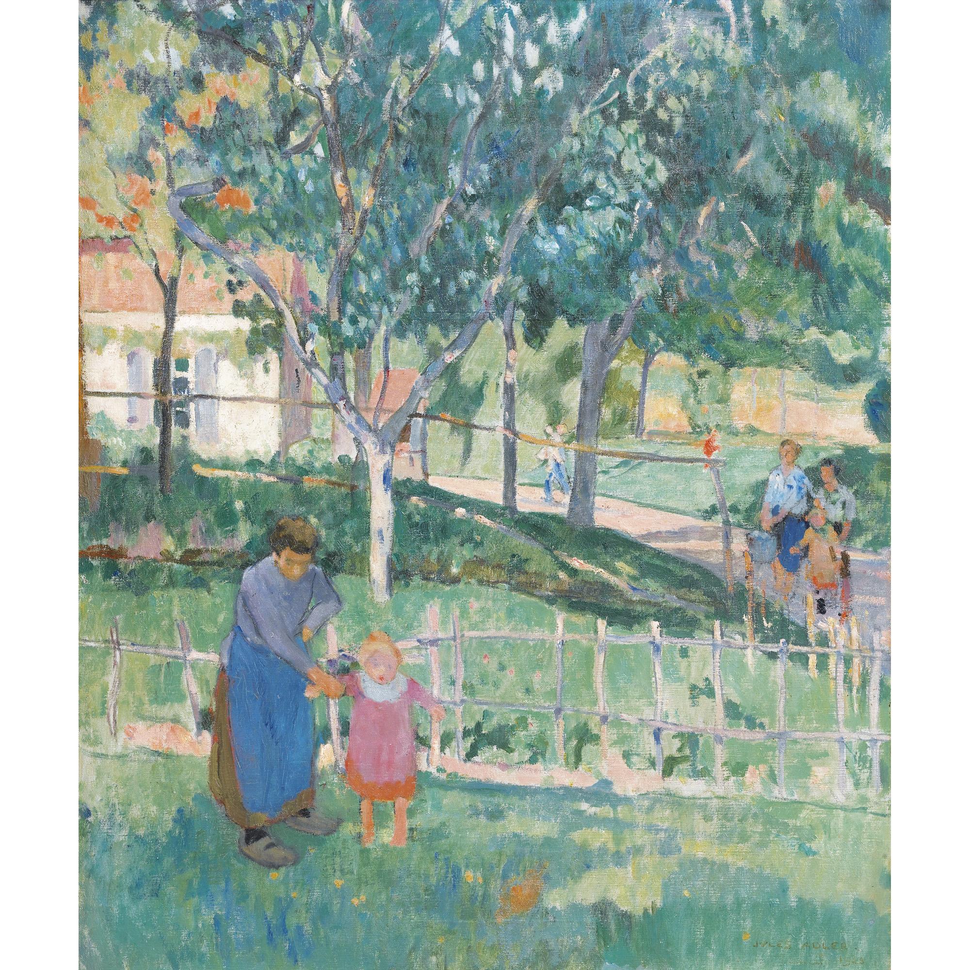 Jules Adler - Scène De Jardin En Étéjules Adler; Summer Garden Scene; Signed And Dated 1923 Or 1929 Lower Right; Oil On Canvas