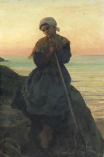 Jules-Adolphe-Aimé-Louis Breton - Jeune pêcheuse bretonne; Douarnenez