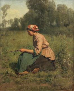 Jules Adolphe Breton - Jeune Paysanne jouant avec des Hannetons