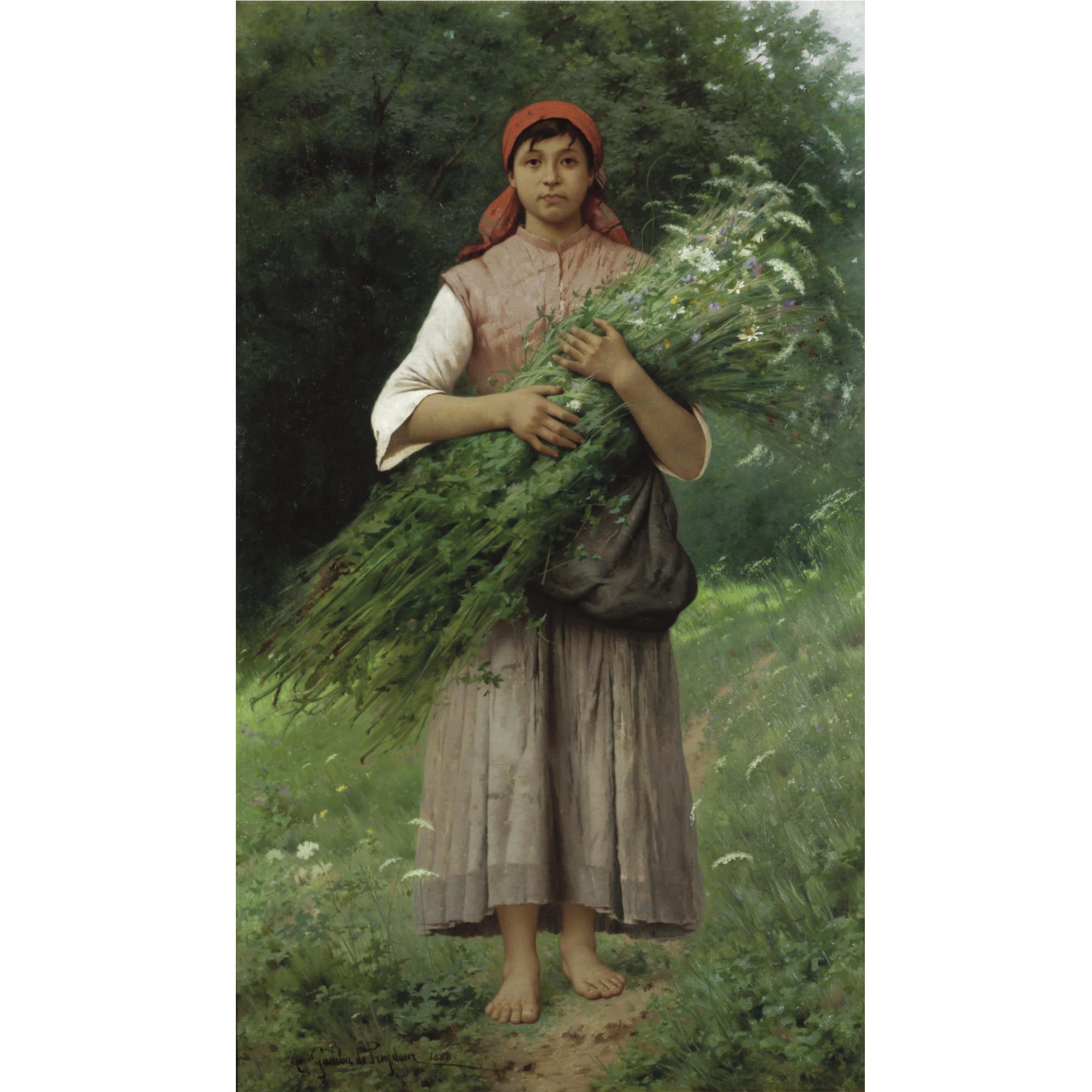 Jules-Alexandre Gamba De Preydour - Gathering Flowers