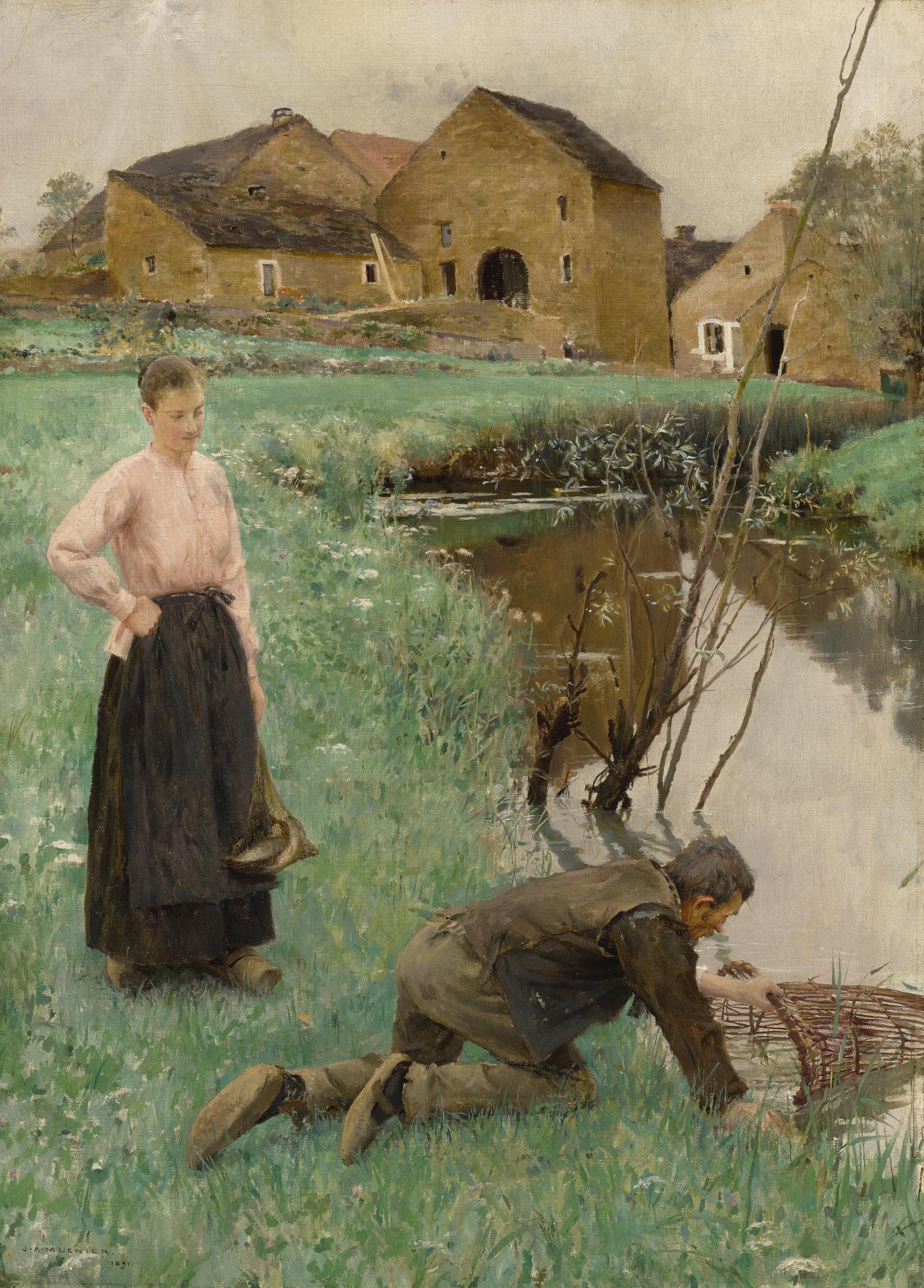 Jules Alexis Muenier - French la Levée Des Nasses