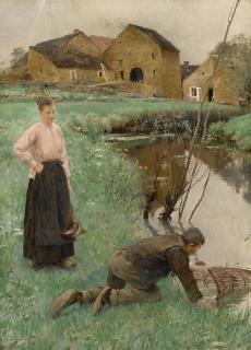 Jules Alexis Muenier - French la Levée Des Nasses