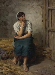 Jules Breton - French paysanne Au Repos (Peasant Girl Resting)