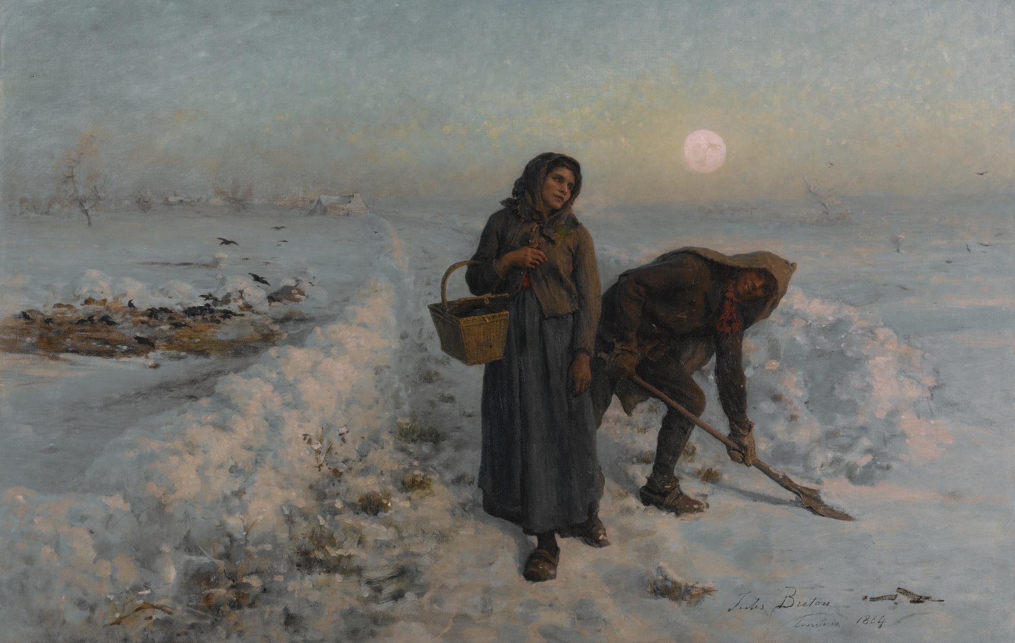 Jules Breton - French sur La Route En Hiver; Artois