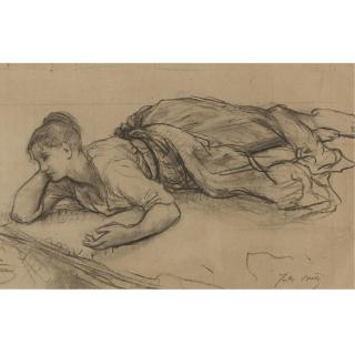 Jules Breton - French Young Woman Among The Waterlillies