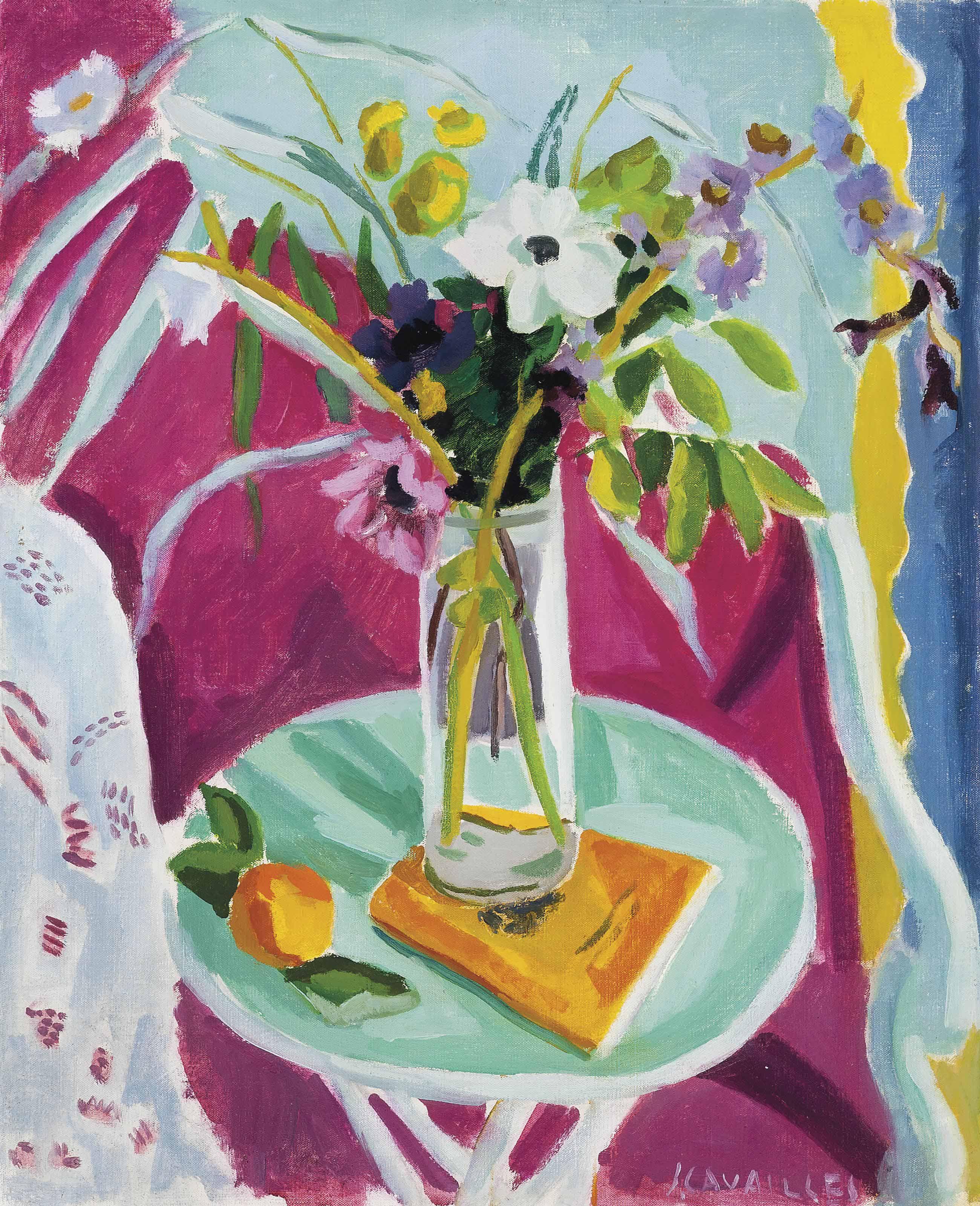 Jules Cavaillès - Bouquette de fleurs  (recto)  Nature morte  (verso)
