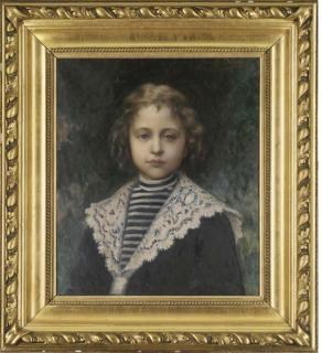 Jules Charles Aviat - Portrait of A Young Girl, Bust-Length, In A Sailor\'S Outfit