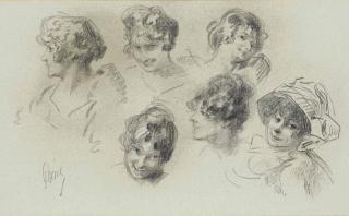 Jules Cheret - Six Études De Têtes De Femme