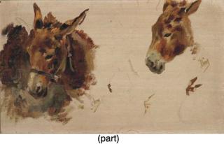 Jules Cheret - Studies of A Donkey (Recto); And Study of A Lady (Verso)