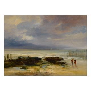 Jules Coignet - View Of The Beach At Dieppe