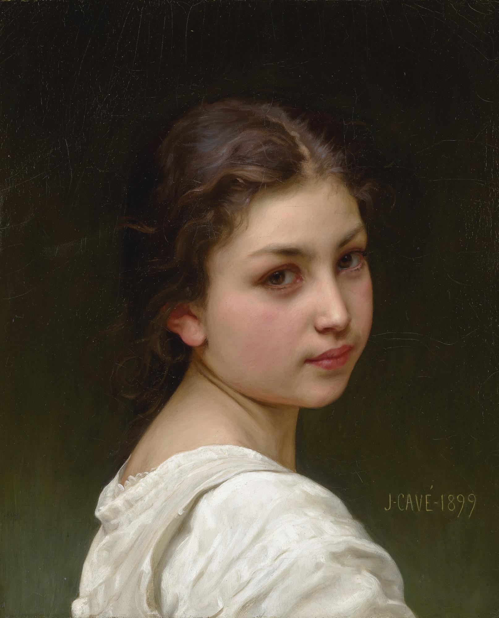 Jules-Cyrille Cavé - French Portrait Of A Young Girl