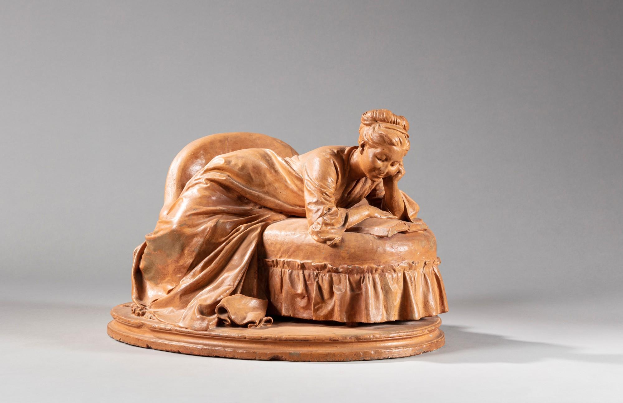 Jules Dalou - La Liseuse étendue sur un canapé (Woman Reading on a couch)