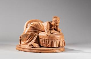 Jules Dalou - La Liseuse étendue sur un canapé (Woman Reading on a couch)