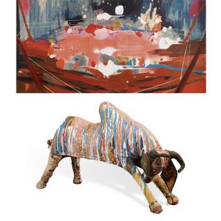 Jules de Balincourt - Boxing Your Subconscious; Untitled (Bull) [Two Works]