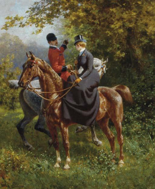 Jules Didier - Amazone Et Cavalier A La Chasse