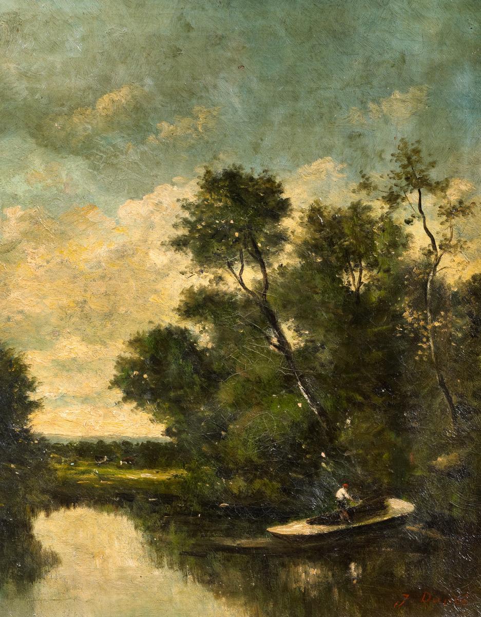 Jules Dupré - Angler auf dem Waldsee