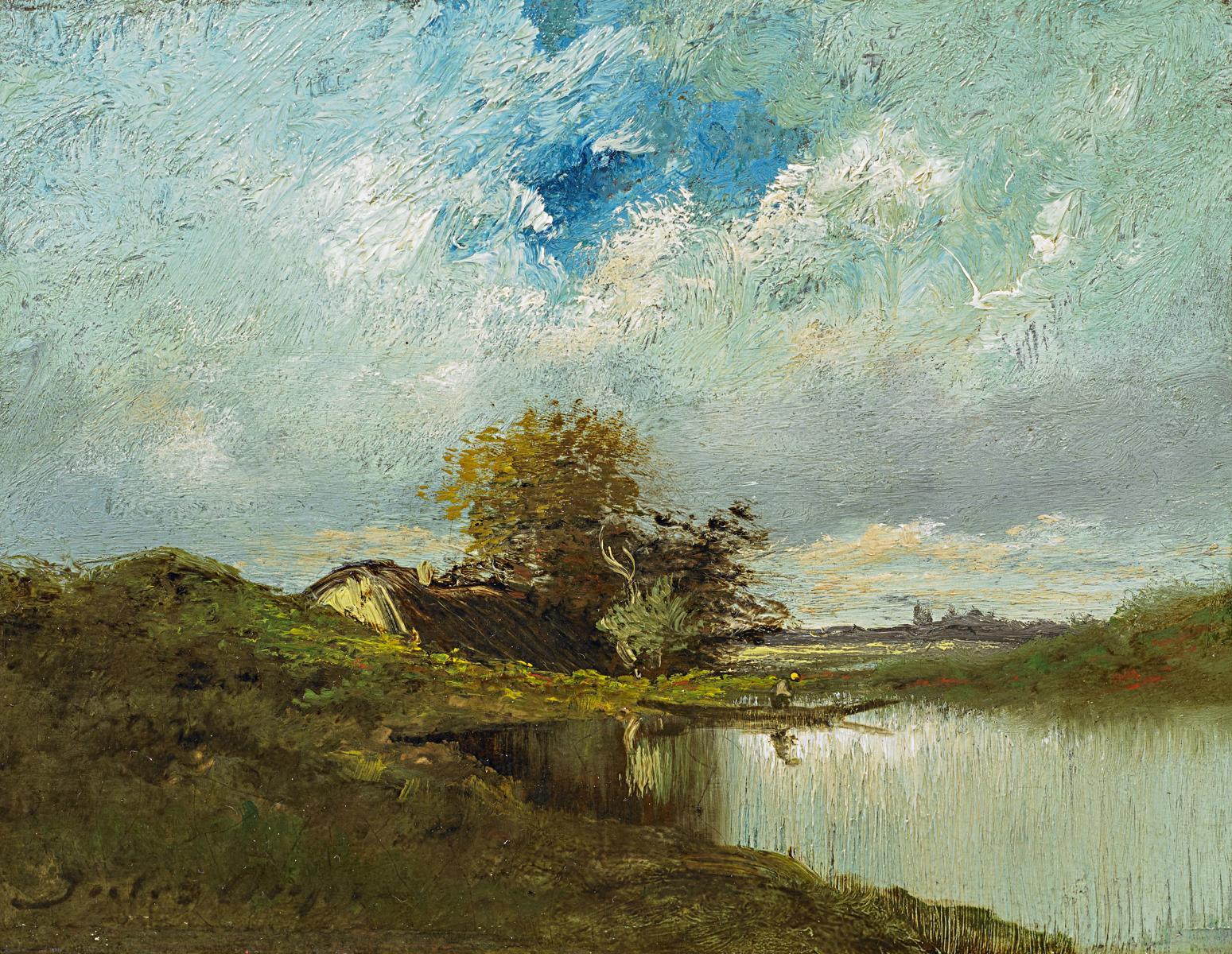 Jules Dupré - Bauernkate am Teich.