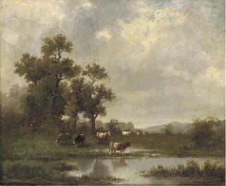 Jules Dupré - Cows in a meadow
