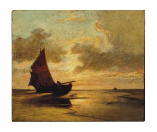 Jules Dupré - Sailing Boats at Low Tide