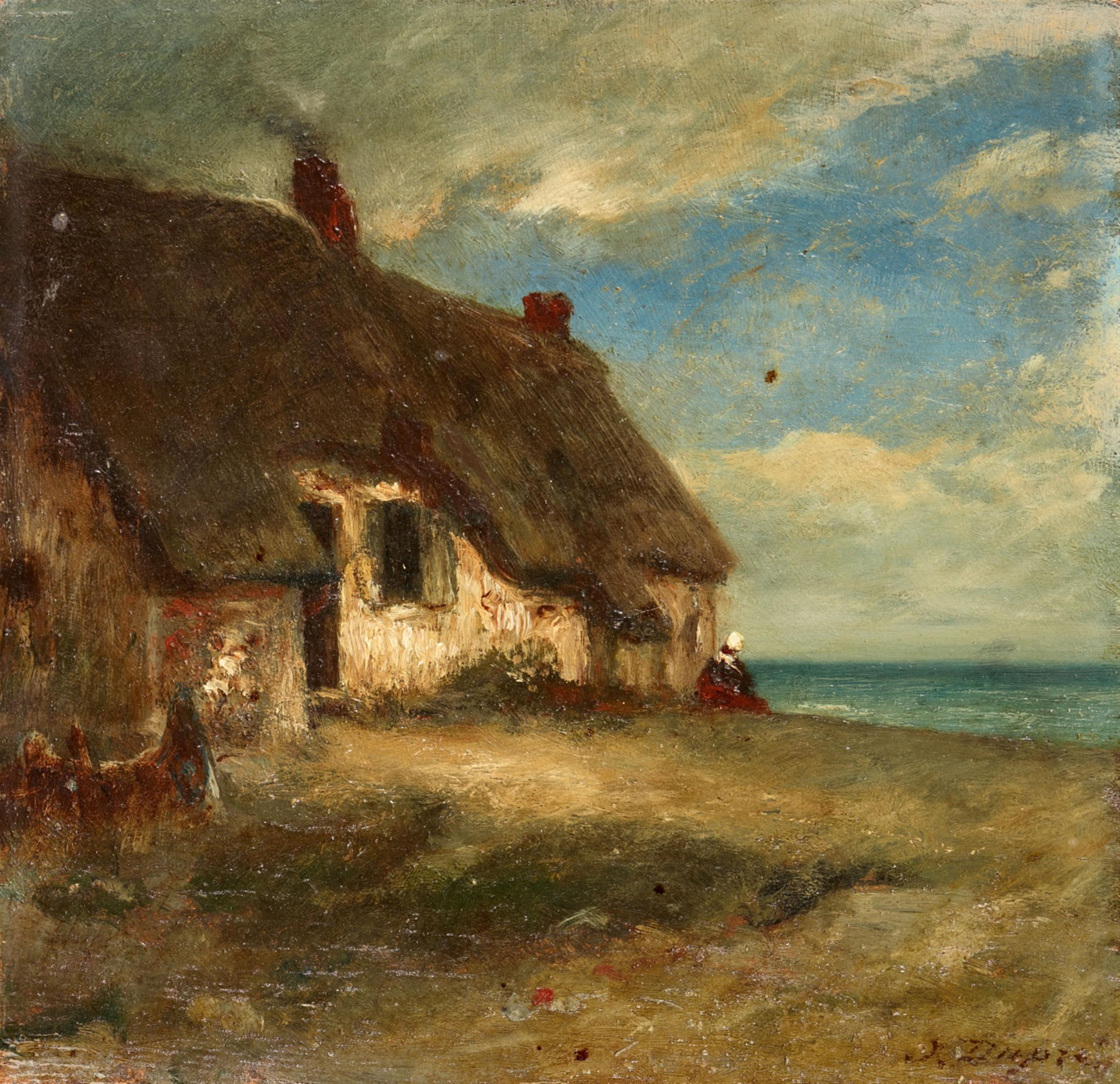 Jules Dupré - Strohgedecktes Haus an der normannischen Küste