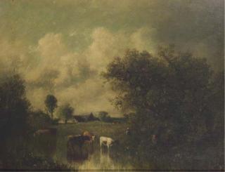 Jules Dupré - Vaches au bord de l\'eau