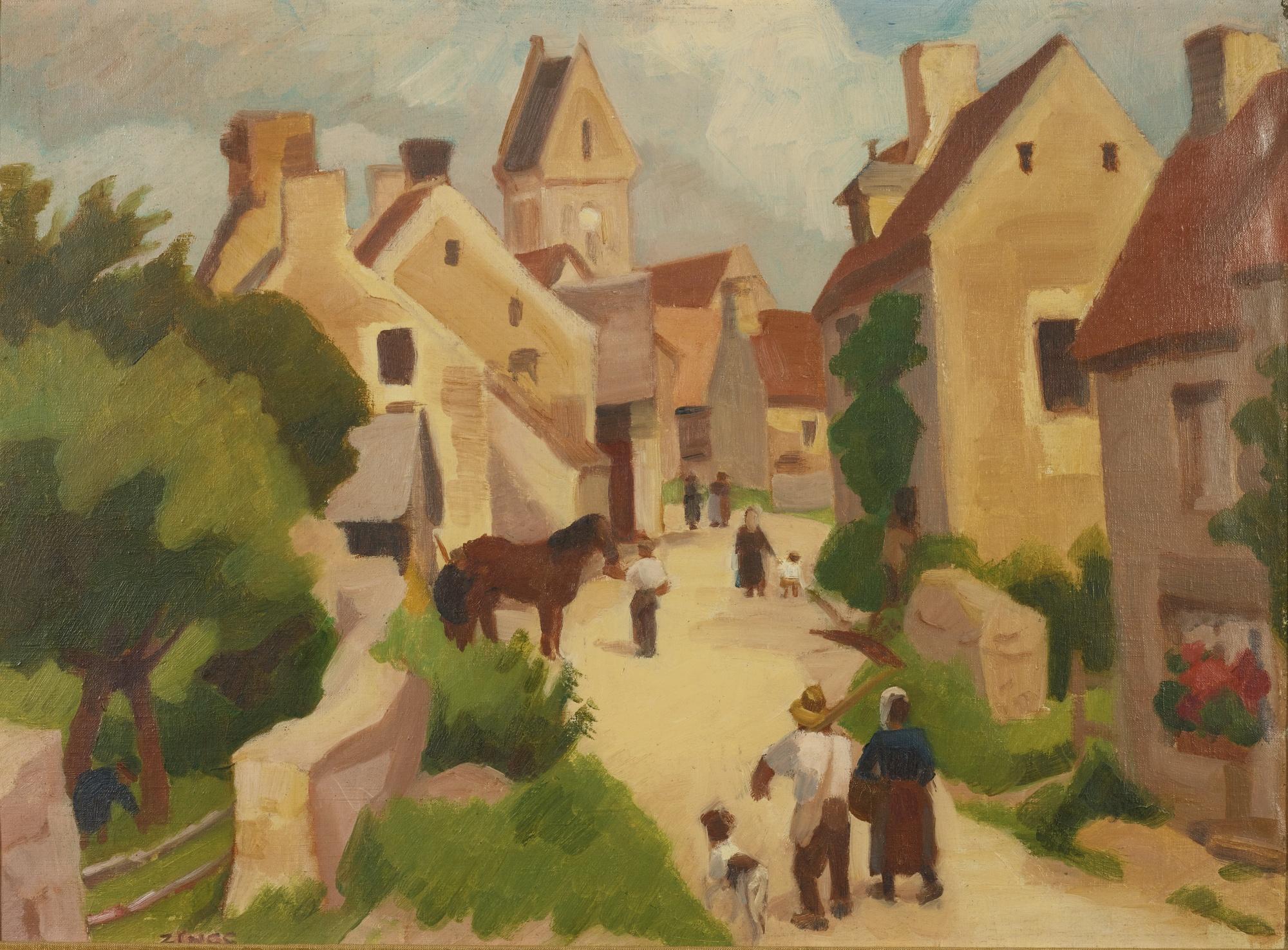 Jules Émile Zingg - Les Labours Dans Une Village (Saclay?)