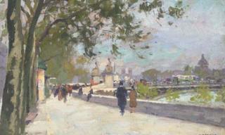 Jules Ernest Renoux - Le Quai des Tuileries, Pont du Carrousel; and Le Quai du Louvre