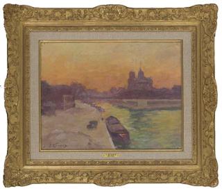 Jules Ernest Renoux - Notre Dame au coucher du soleil