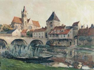 Jules Eugene Pages - A View of Moret-Sur-Loing, France