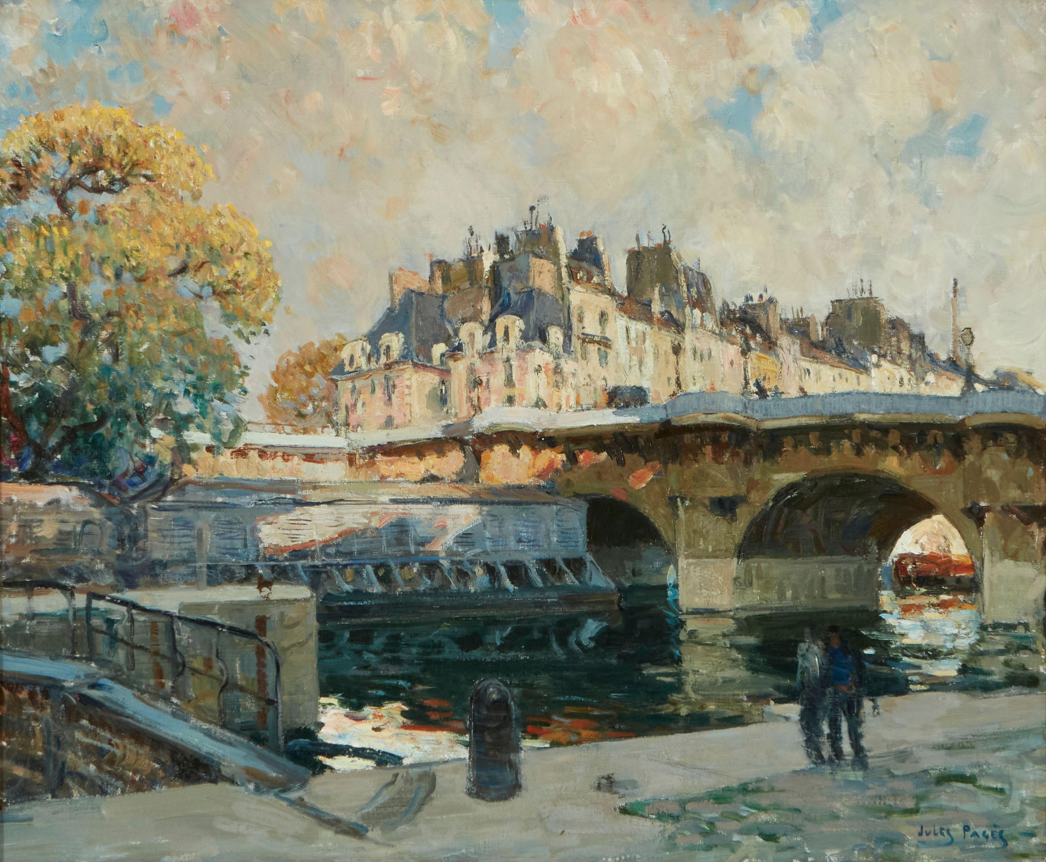 Jules Eugene Pages - Along the Canal, Paris (Ile Saint-Louis, Paris)