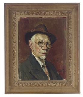 Jules Eugene Pages - Portrait Of A Man With Glasses And A Brown Hat