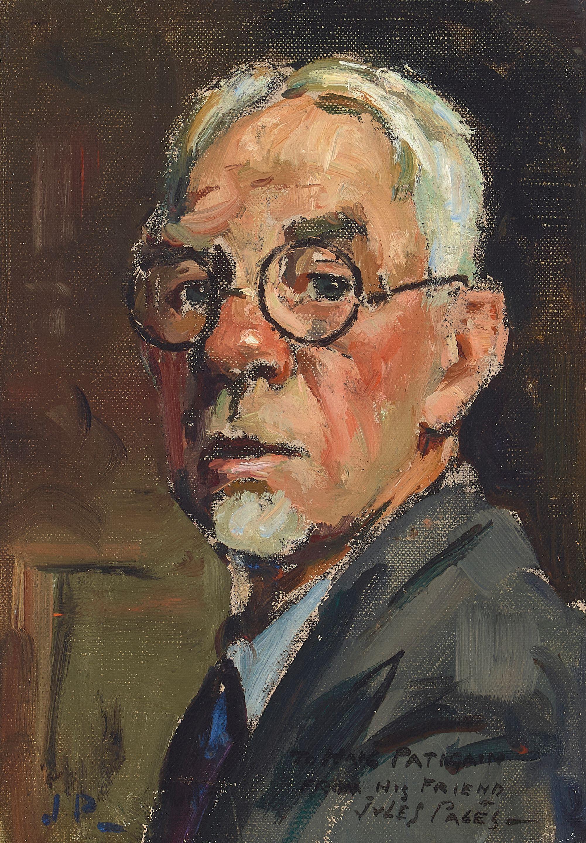 Jules Eugene Pages - Self Portrait 8 3/8 x 5 3/4 in. framed 12 x 9 1/2 in.