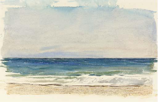 Jules-Ferdinand Jacquemart - Paysage de mer, une plage au premier plan