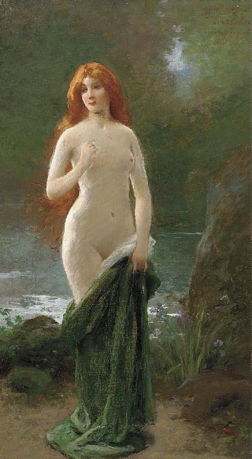 Jules Frédéric Ballavoine - A nymph by a woodland pool