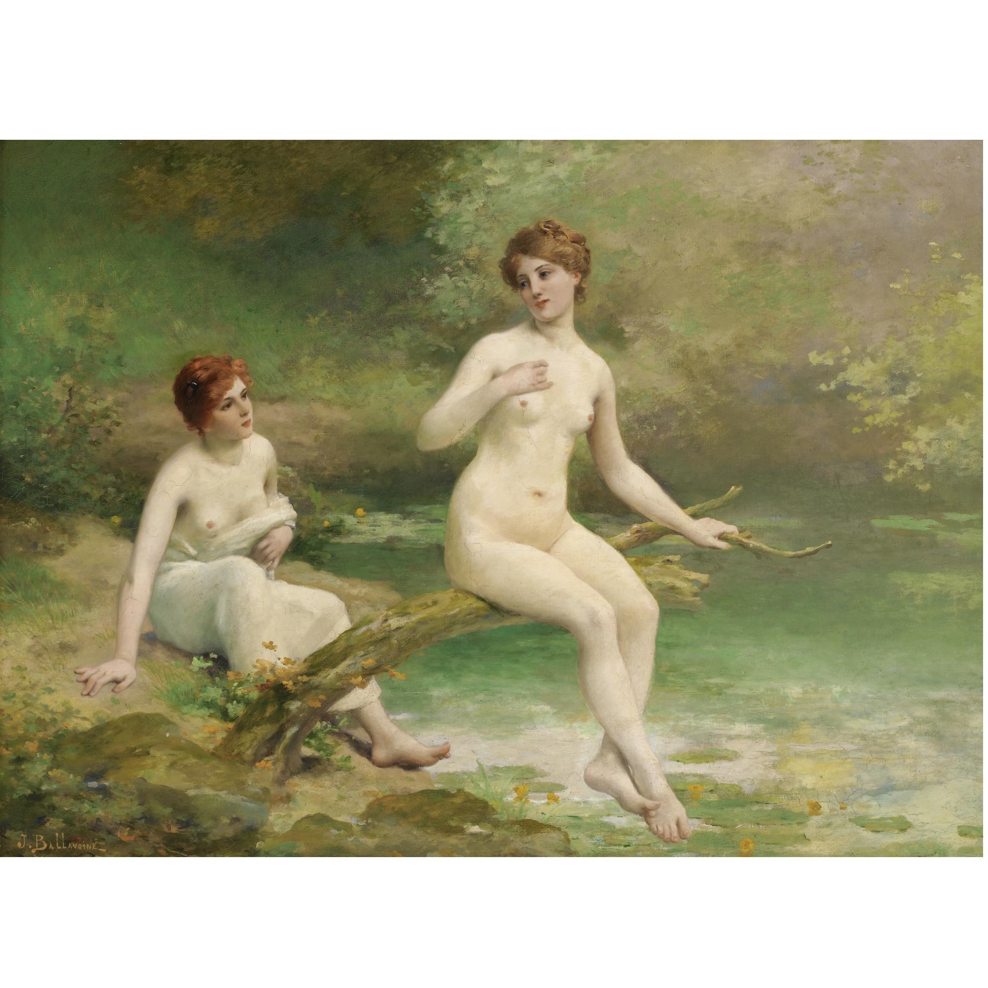 Jules Frederic Ballavoine - French Les Deux Baigneuses