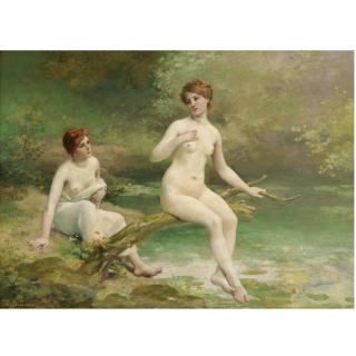Jules Frederic Ballavoine - French Les Deux Baigneuses