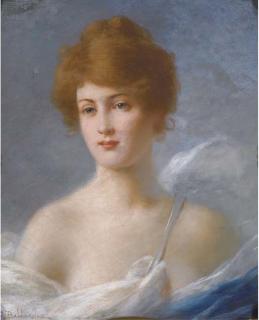 Jules Frederic Ballavoine - Portrait d\'une jeune femme