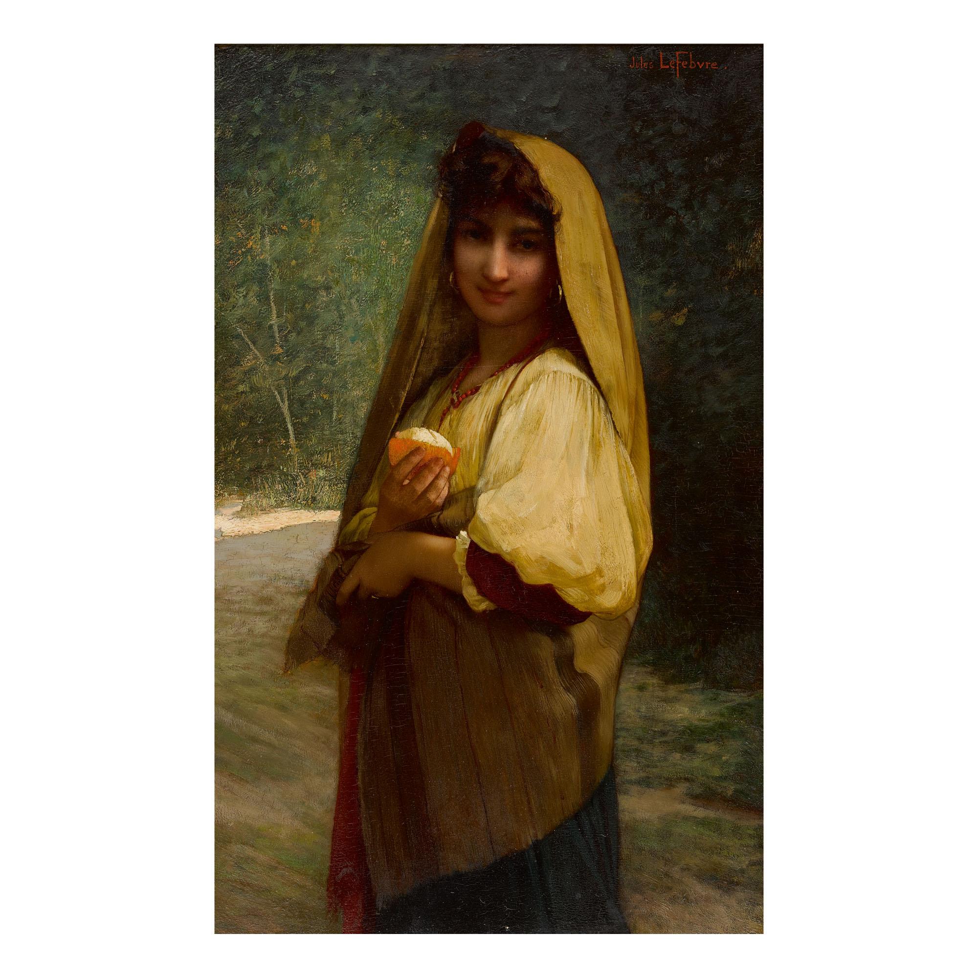 Jules Joseph Lefebvre - An Italian Girl With An Orange