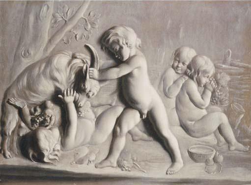 Jules-Léopold Boilly - Putti playing with a goat