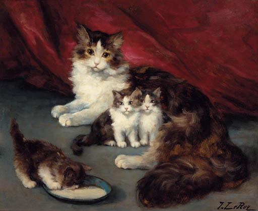 Jules Leroy - Kittens With Their Mother