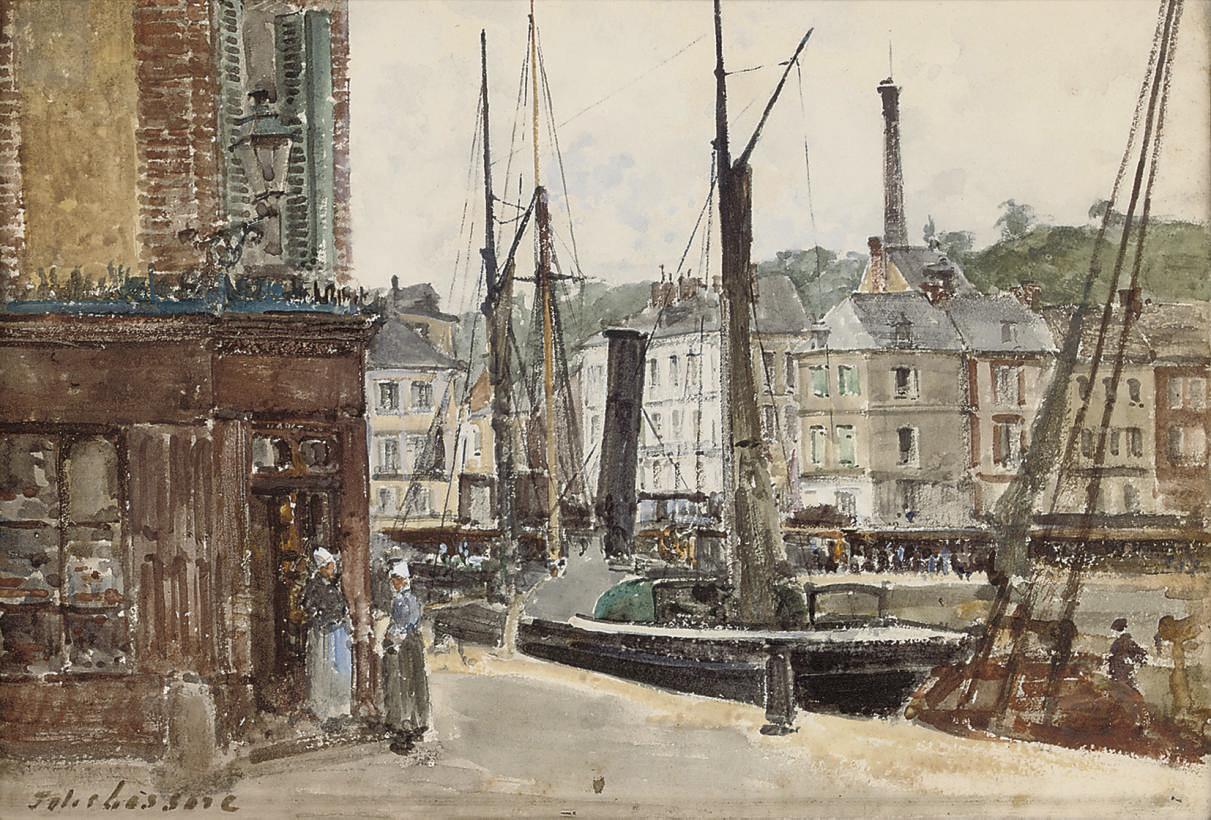 Jules Lessore - The harbour at Honfleur, Normandy