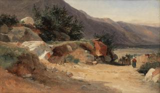 Jules Louis Philippe Coignet - Paysage Rocheux Animé De Personnages Sur Un Chemin