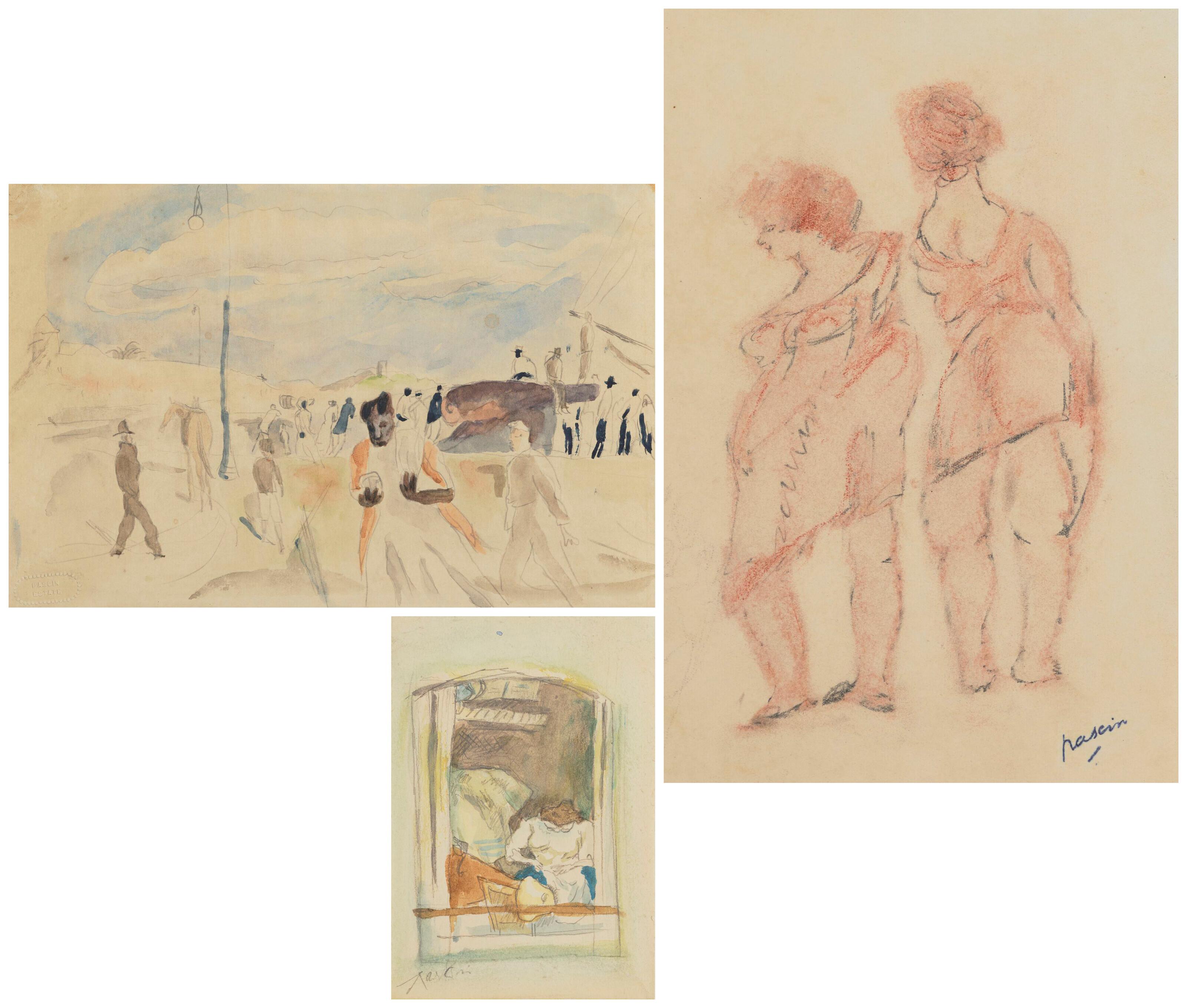 Jules Pascin - (i) La Promenade  (ii) À la fenêtre  (iii) Femmes debout