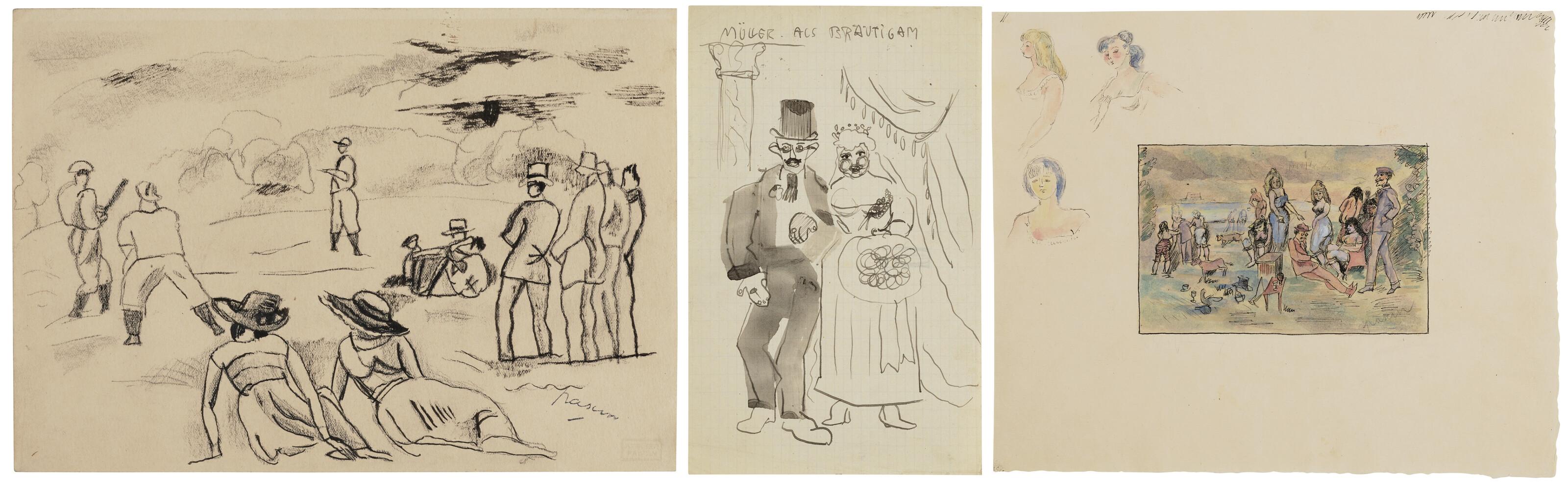Jules Pascin - (i) Müller als Braütigam  (ii) La Partie de chasse (iii) La Fête champêtre