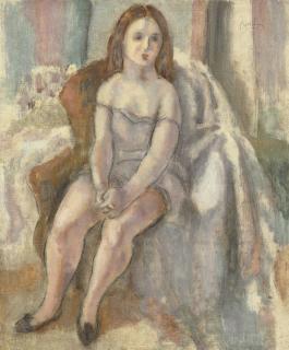 Jules Pascin - Jeune femme en chemise blanche