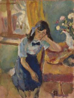 Jules Pascin - Jeune fille accoudée; La Rêveuse