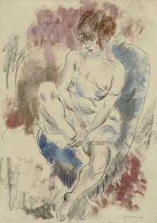 Jules Pascin - La Rousse (recto); Étude (verso)