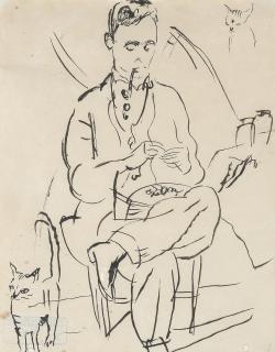 Jules Pascin - Le fumeur et son chat