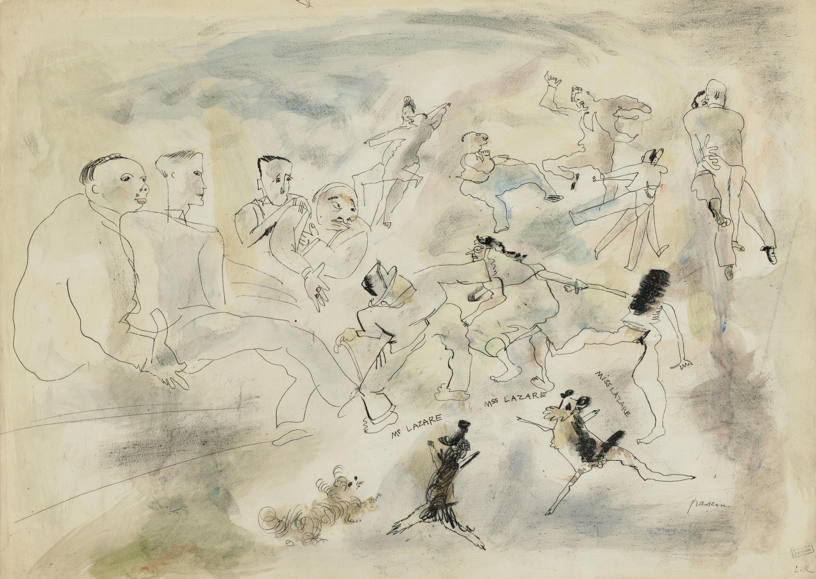 Jules Pascin - Mr Lazare, Mrs Lazare, Miss Lazare