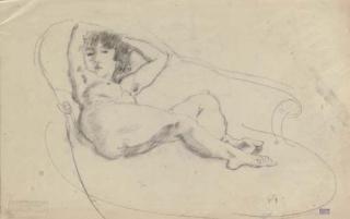Jules Pascin - Nu allongé (recto); étude (verso)